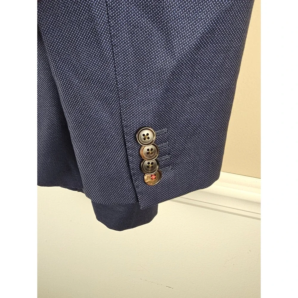 Suitsupply Mens Navy Sienna Wool Slort Coat Blazer 46L 46 Long